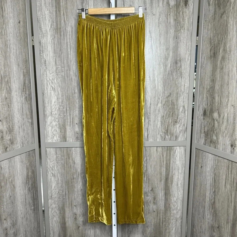 Anne Namba Velvet Pants Pull On Elastic Waist Lagenlook Bohemian Size M